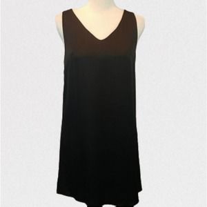 NWT! Fab'rik Small Black Satin Sleeveless Shift Dress